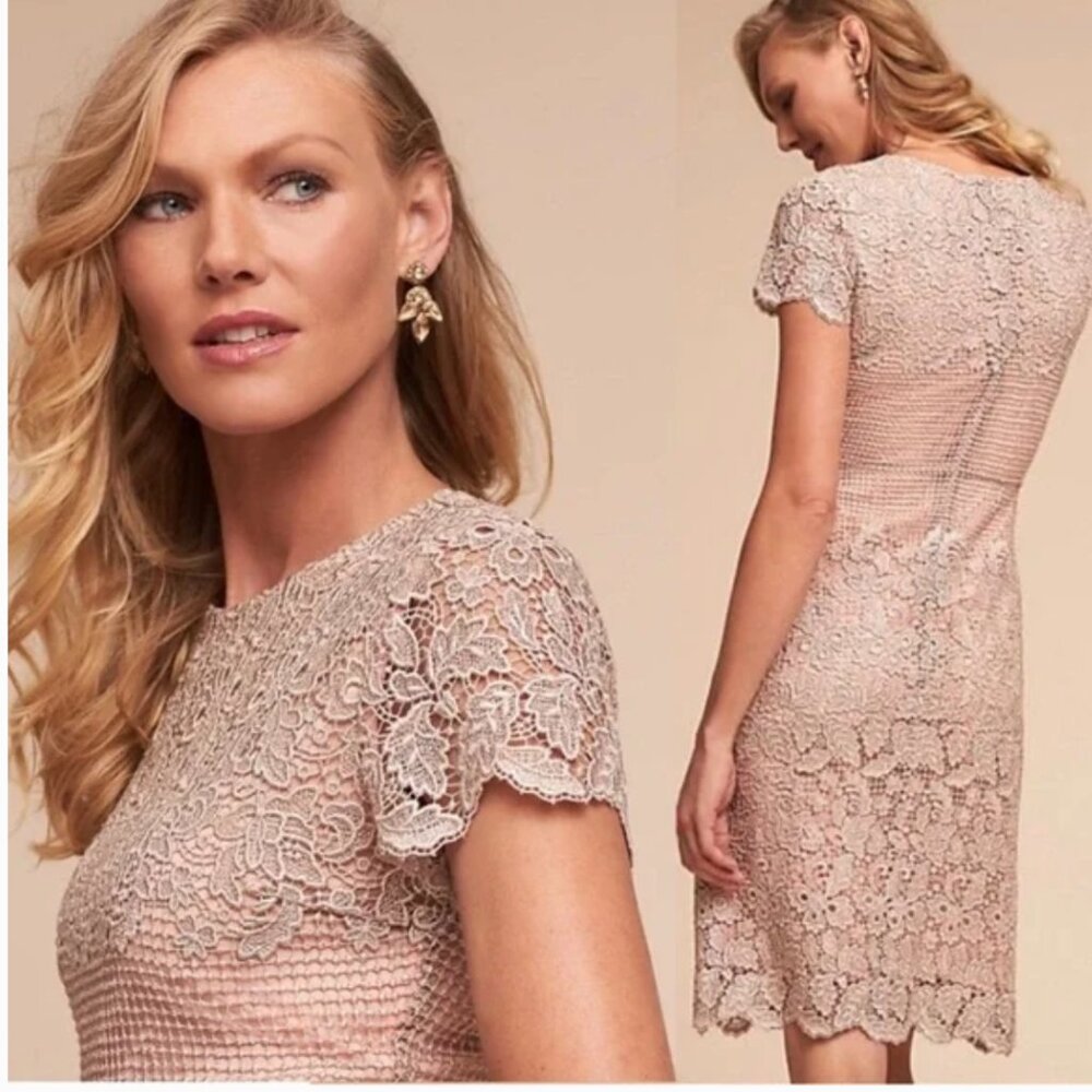 Anthropologie Mignon Doo Priscilla Dress Blush/Metallic. Sz 6 (Like New)
